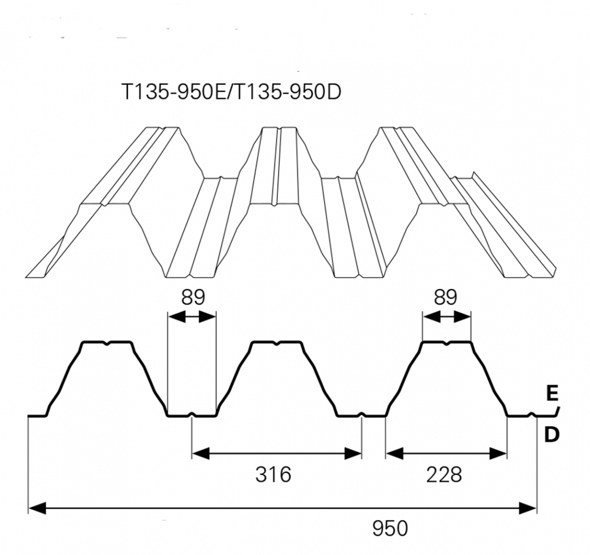 T135 gravírovanie trapézových plechov